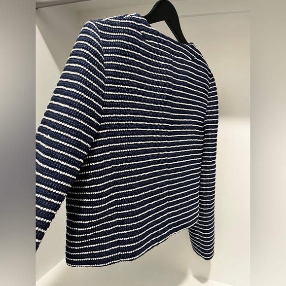 NWT J Crew Tweed Lady Jacket Antique Navy Ivory Stripe $228 size 14 gold button - Picture 11 of 12